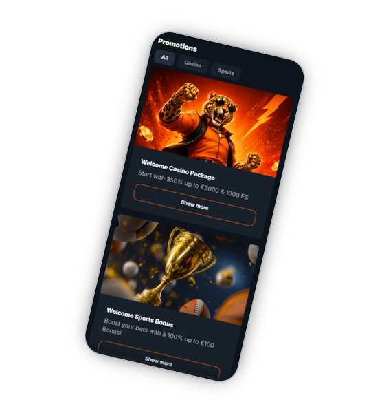 LuckLeopard Casino promotions page with 350% welcome bonus, crypto combo, weekly cashback and reload deals