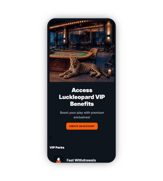 LuckLeopard Casino VIP club dashboard with tier badges, personal manager panel and exclusive reload offers